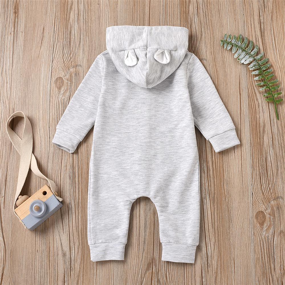 Baby Cute Hooded Long Sleeve Solid Button Romper Babywear Wholesale - PrettyKid