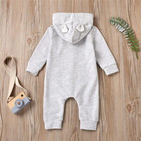 Baby Cute Hooded Long Sleeve Solid Button Romper Babywear Wholesale - PrettyKid