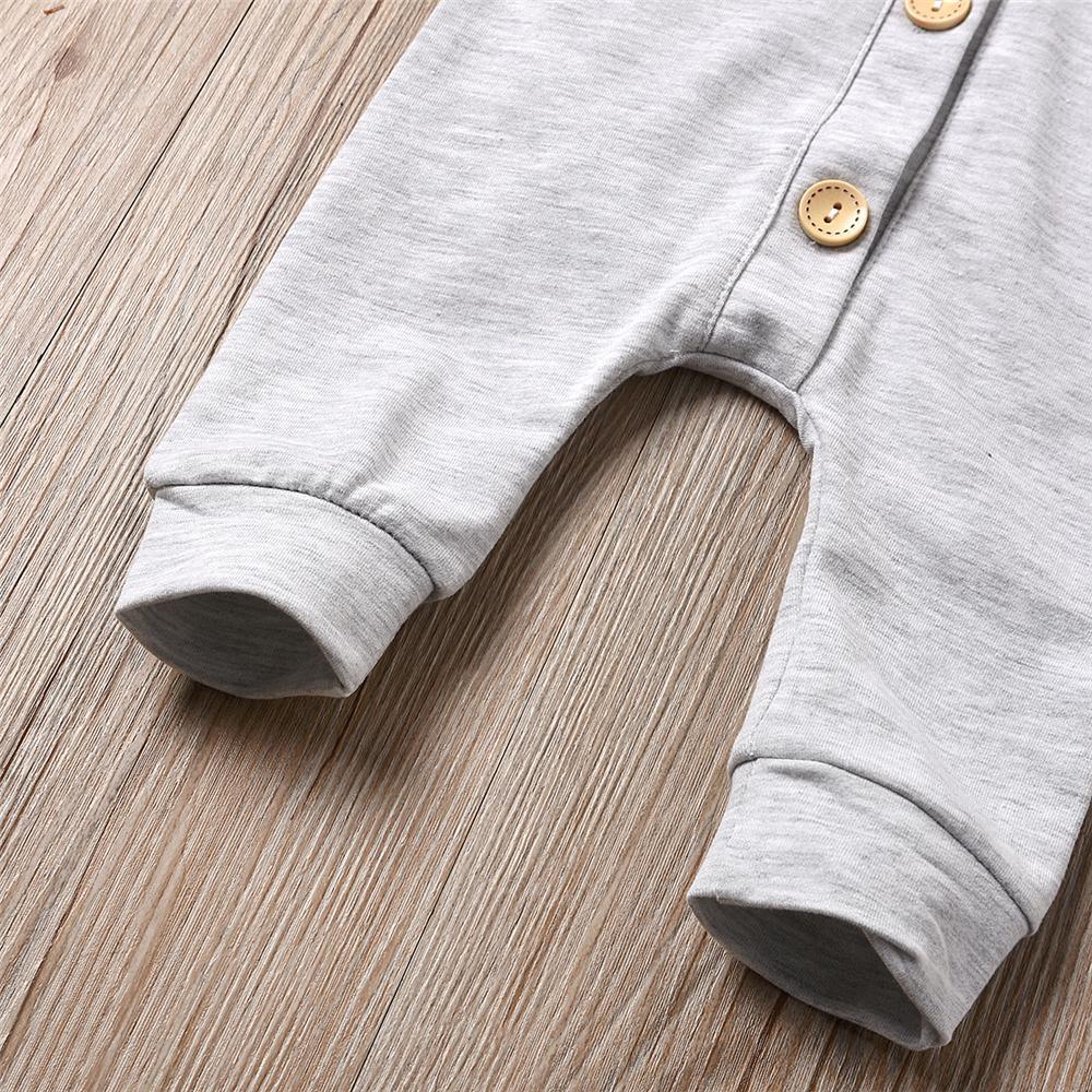 Baby Cute Hooded Long Sleeve Solid Button Romper Babywear Wholesale - PrettyKid