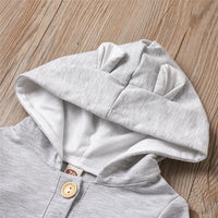 Baby Cute Hooded Long Sleeve Solid Button Romper Babywear Wholesale - PrettyKid