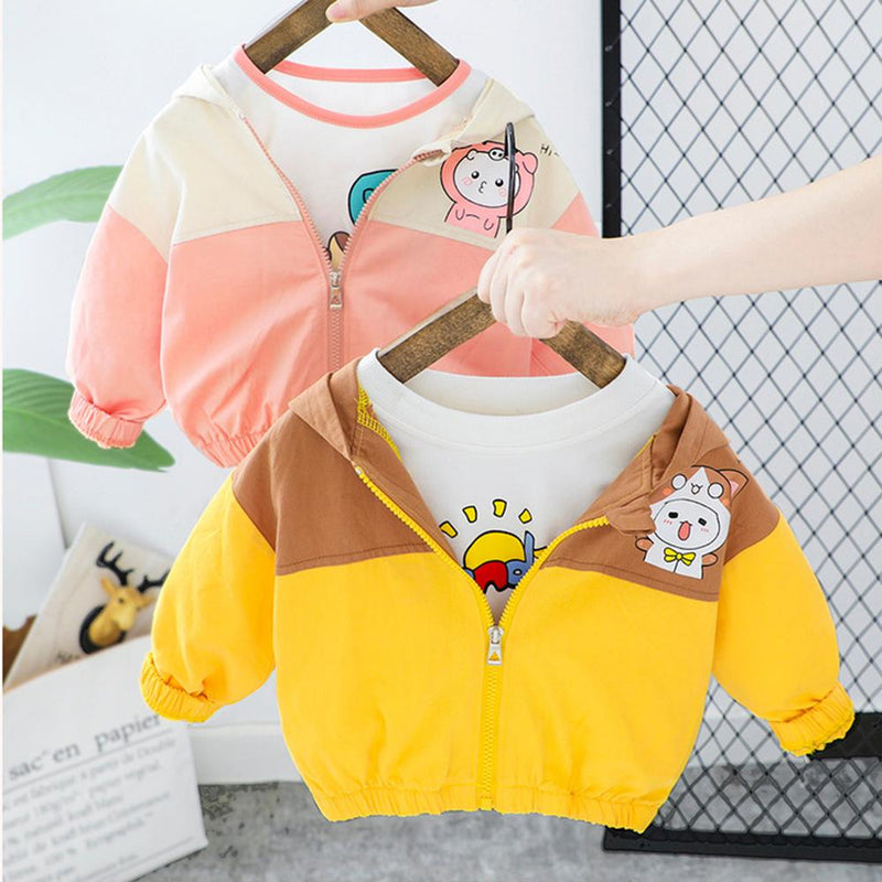 Girls Cute Hooded Long Sleeve Zipper Jackets - PrettyKid