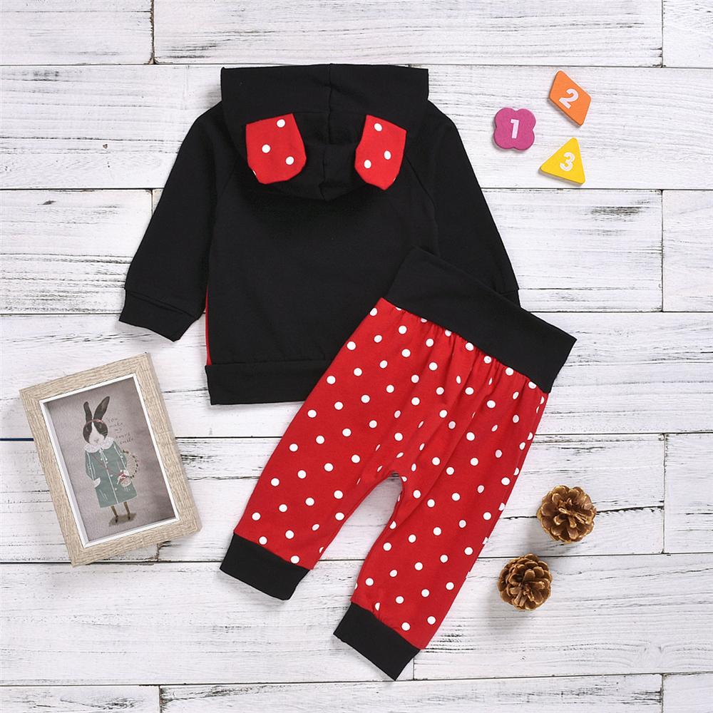 Baby Unisex Cute Polka Dot Long Sleeve Hooded Top & Pants Where To Buy Baby Clothes In Bulk - PrettyKid