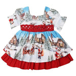 Christmas Puff Sleeve Toddler Girl Santa Princess Dress - PrettyKid