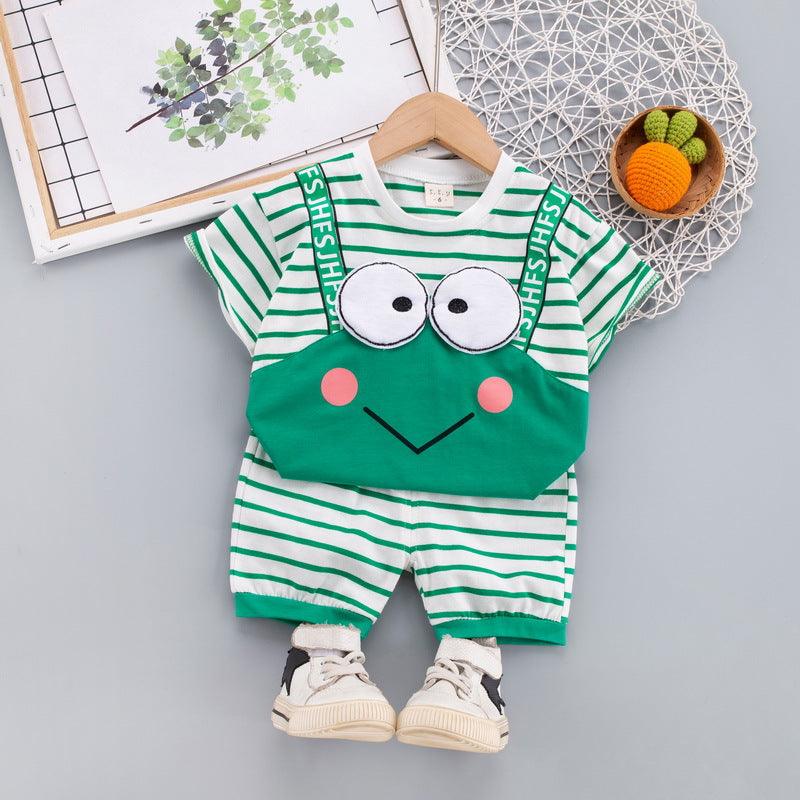 Baby Cartoon Animal Print Top And Pants Baby Outfit Sets - PrettyKid