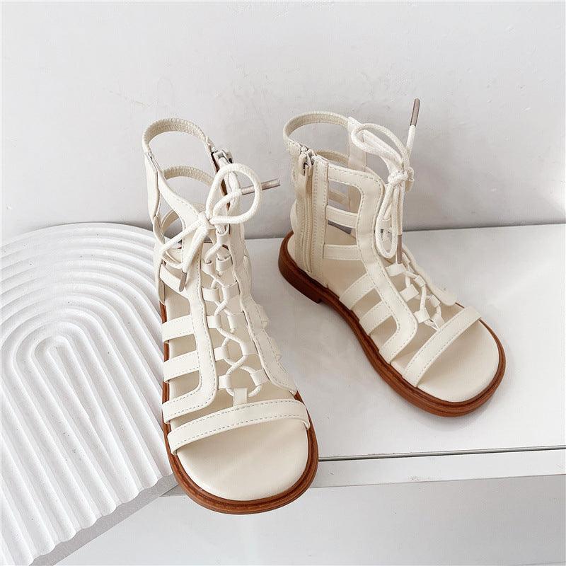 British Style Lace-Up Soft-Soled Roman Shoes Non-Slip Sandals Wholesale Girls Summer Shoes - PrettyKid