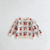 Bunny & Cherry Knit Cardigan And Bodysuit Wholesale Baby Clothes - PrettyKid