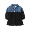 Color Blocking Denim Jackets Long Sleeve Waist Coats Wholesale Girls Clothes - PrettyKid