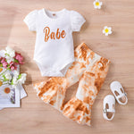 6-24M Baby Girl Clothing Sets Puff Sleeves Crew Neck Tie Dye Wholesale Baby Clothes - PrettyKid