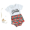Babe Short Sleeve T-Shirt Stripe Watermelon Shorts Wholesale Baby Girl Outfit Sets KS167021 - PrettyKid