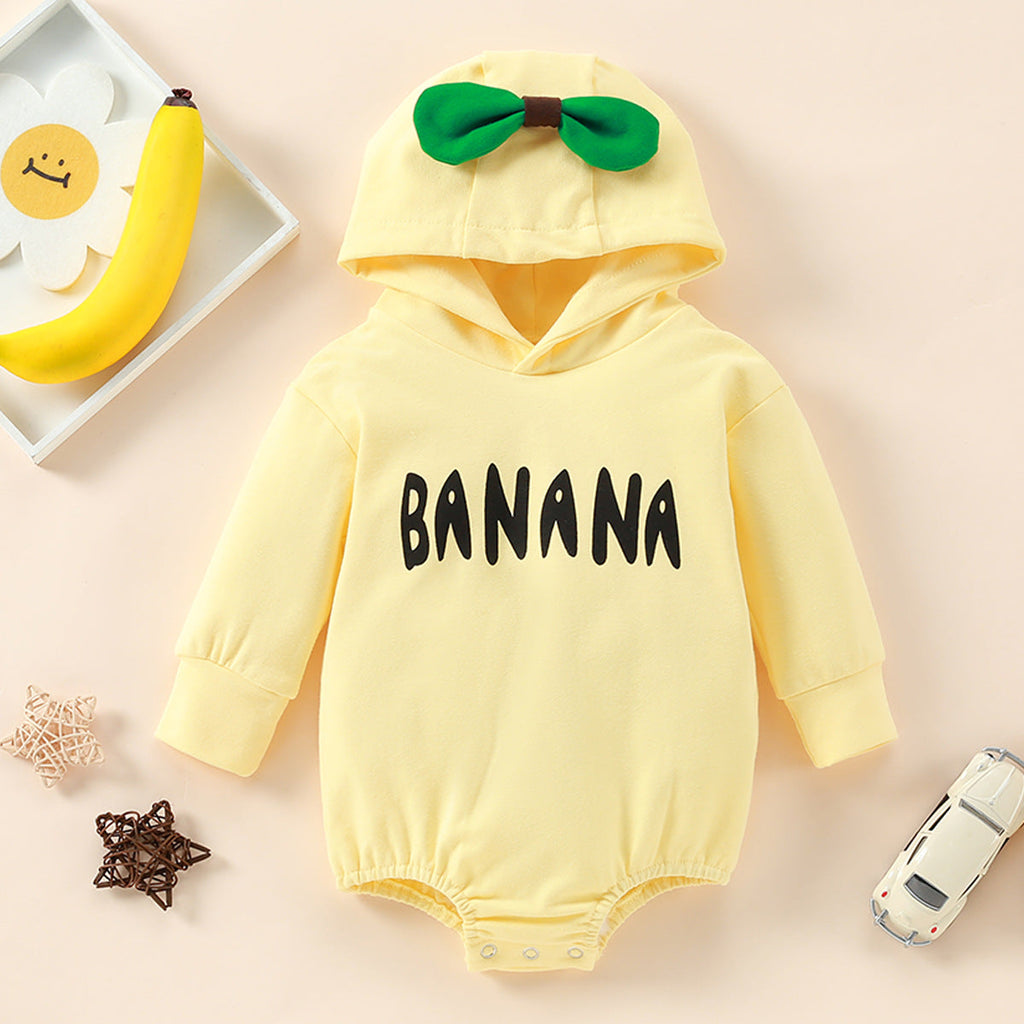 BANANA Print Baby Hoodie Bodysuit Wholesale Baby Clothes - PrettyKid
