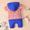 0-12months Baby Boy Onesies Baby Hooded Romper Jumpsuit Independence Day Children's Clothing - PrettyKid
