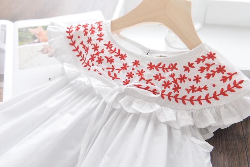 Girls Embroidered Ruffled Princess Skirt Cotton Vest Skirt - PrettyKid