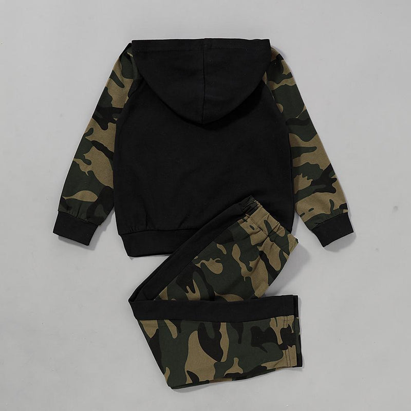 Boys Dad Good Camo Printed Hooded Long Sleeve Top & Pants Wholesale Kids - PrettyKid