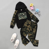 Boys Dad Good Camo Printed Hooded Long Sleeve Top & Pants Wholesale Kids - PrettyKid