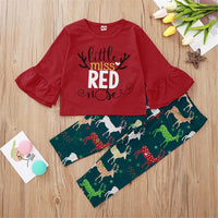 Girls Deer Long Sleeve Letter Printed Top & Pants Wholesale Girls - PrettyKid