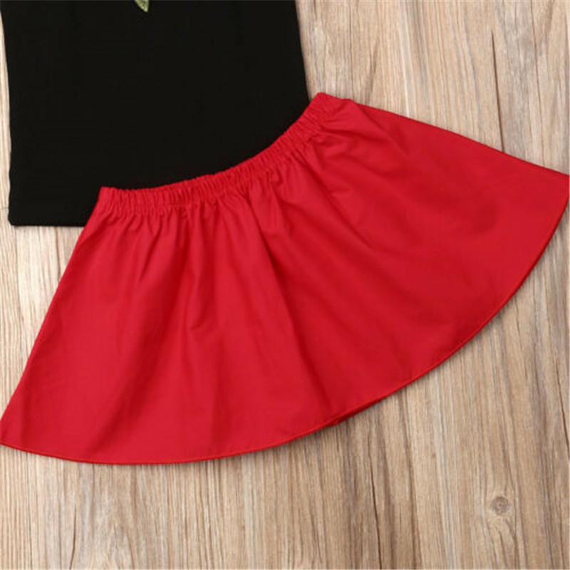 Toddler Girl Rose Embroidery Ruffle Trim Top Short Skirt - PrettyKid