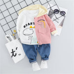 Baby Dinosaur Animal Print Hooded Outwear & Top & Pants - PrettyKid