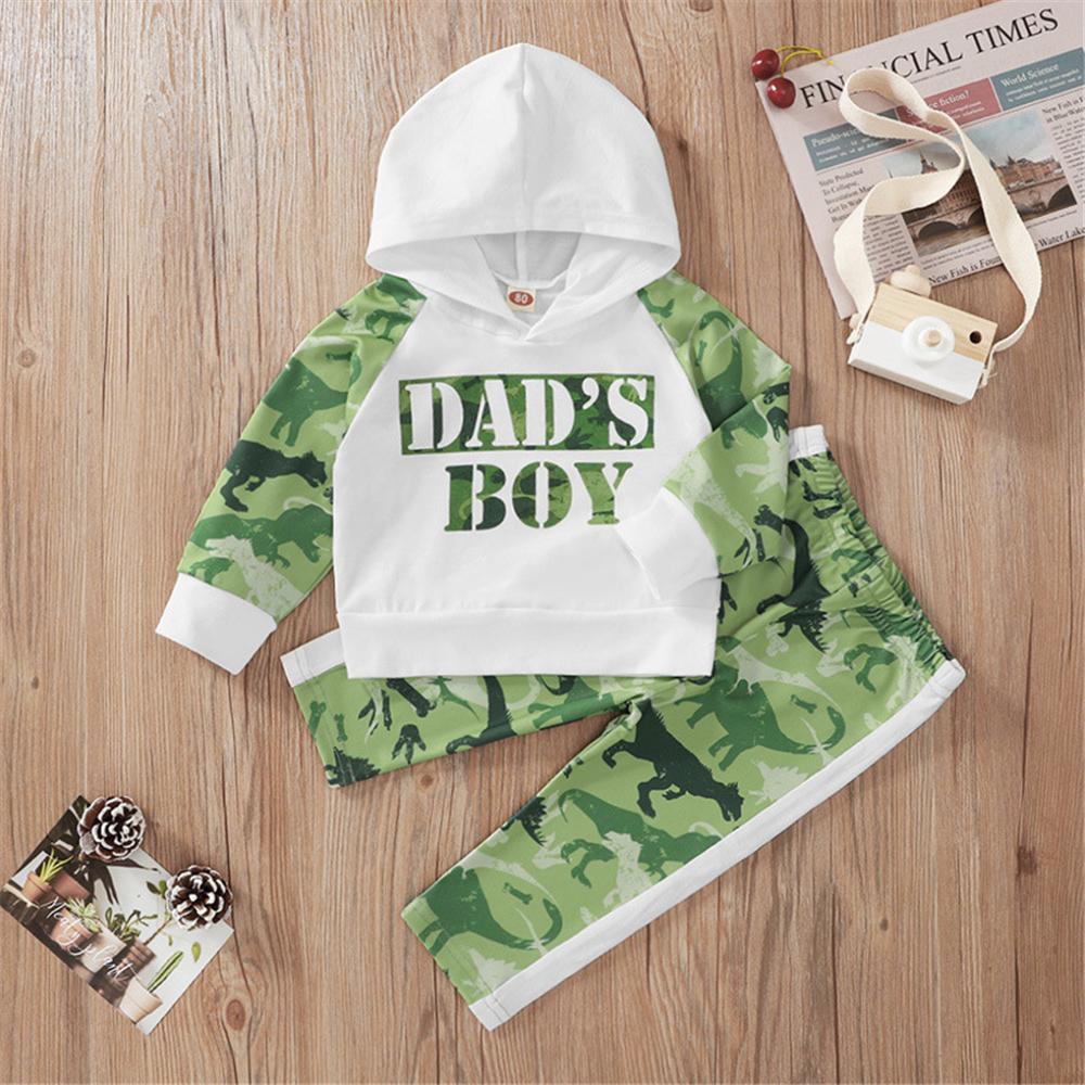 Baby Boys Dinosaur Camo Hooded Long Sleeve Top & Pants Wholesale Baby - PrettyKid