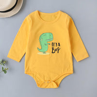 Baby Dinosaur Cartoon Printed Long Sleeve Romper & Pants - PrettyKid