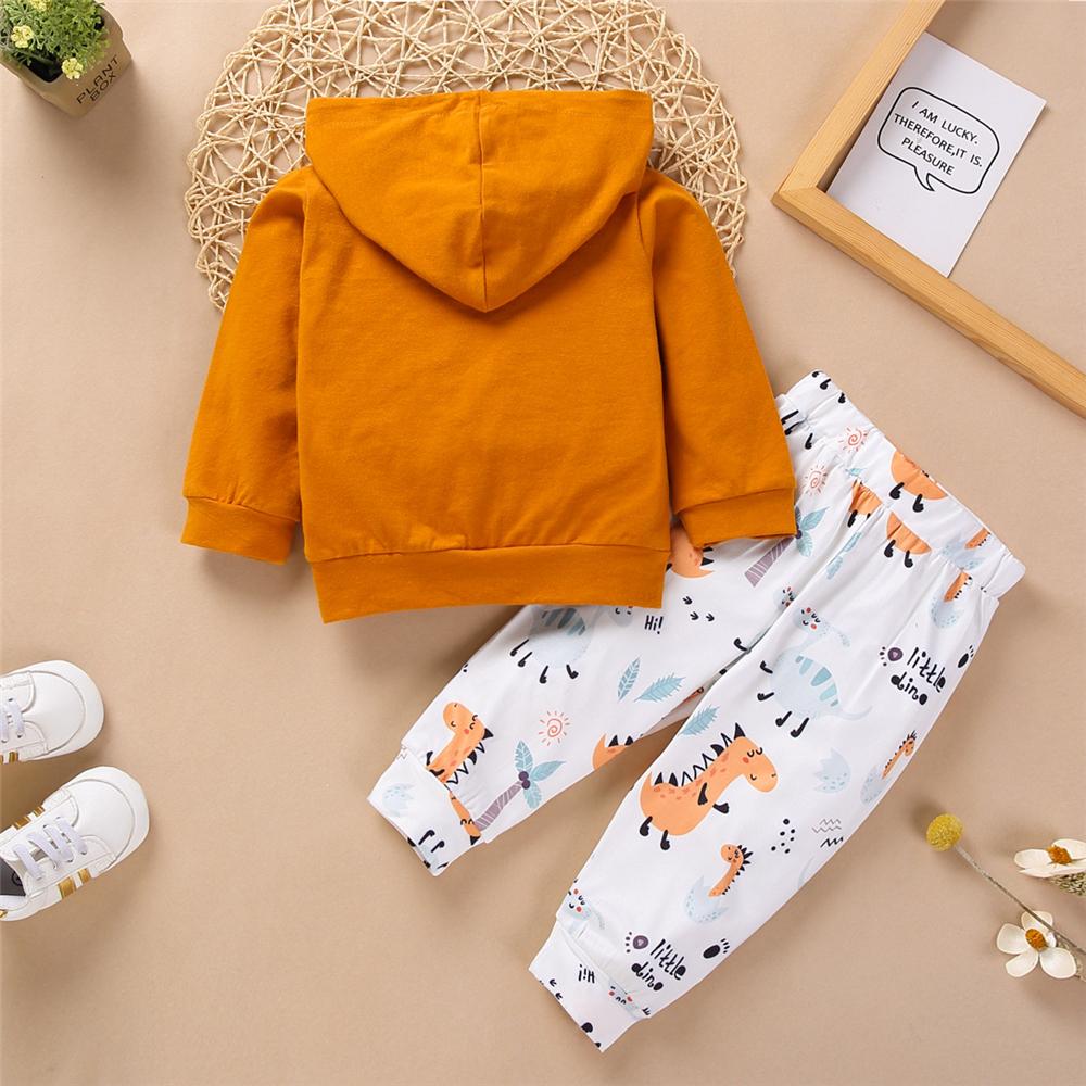 Baby Unisex Dinosaur Hooded Long Sleeve Top & Pants Baby Outfits - PrettyKid