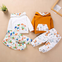 Baby Unisex Dinosaur Hooded Long Sleeve Top & Pants Baby Outfits - PrettyKid