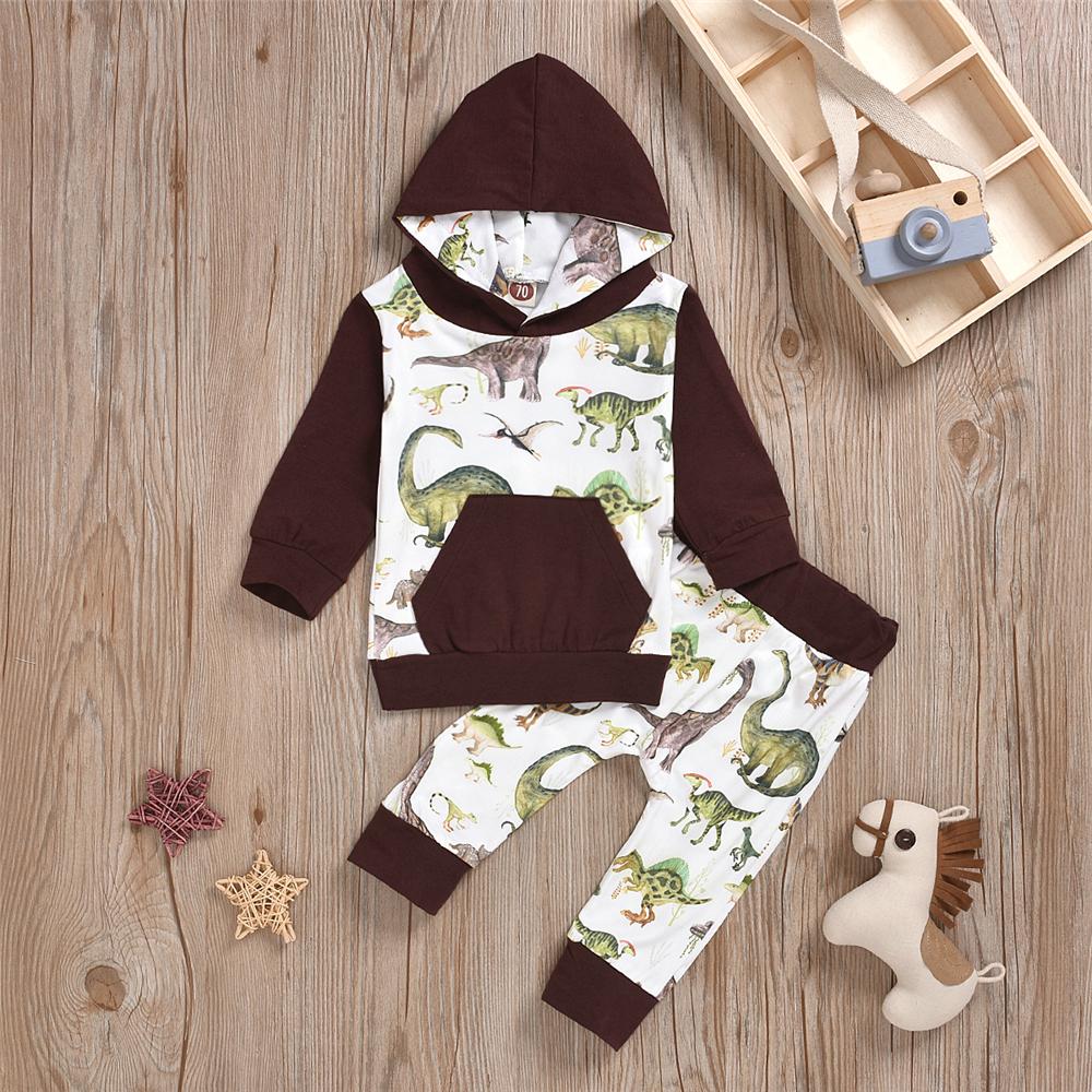 Baby Boys Dinosaur Hooded Top & Pants Baby Clothes Warehouses - PrettyKid