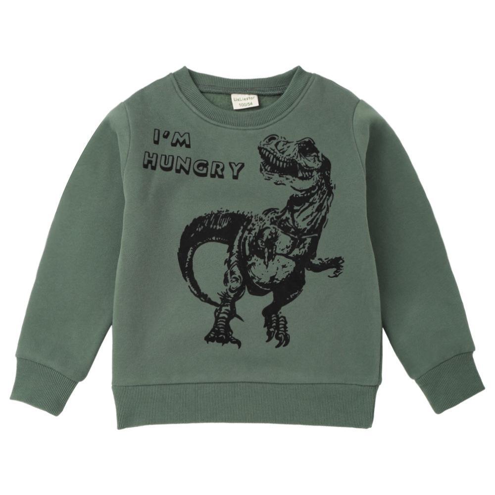 Boys Dinosaur Letter Printed Dinosaur Long Sleeve Tops Wholesale - PrettyKid