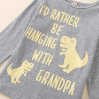 Unisex Dinosaur Letter Printed Long Sleeve Top Kids Wholesale Clothing - PrettyKid