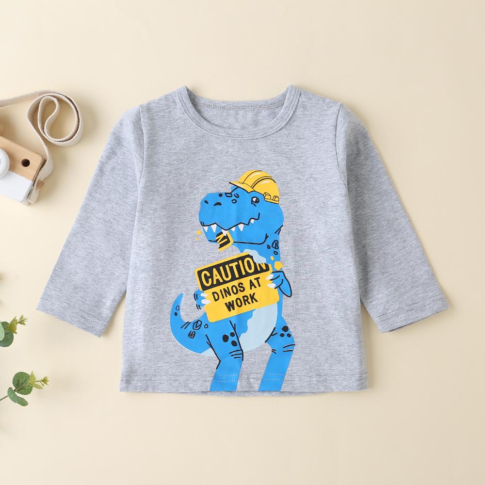 Boys Dinosaur Letter Printed Long Sleeve Tops & Pants - PrettyKid