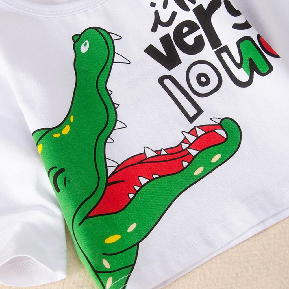 Baby Boys Dinosaur Letter Printed Tops & Bottoms Baby Wholesales - PrettyKid