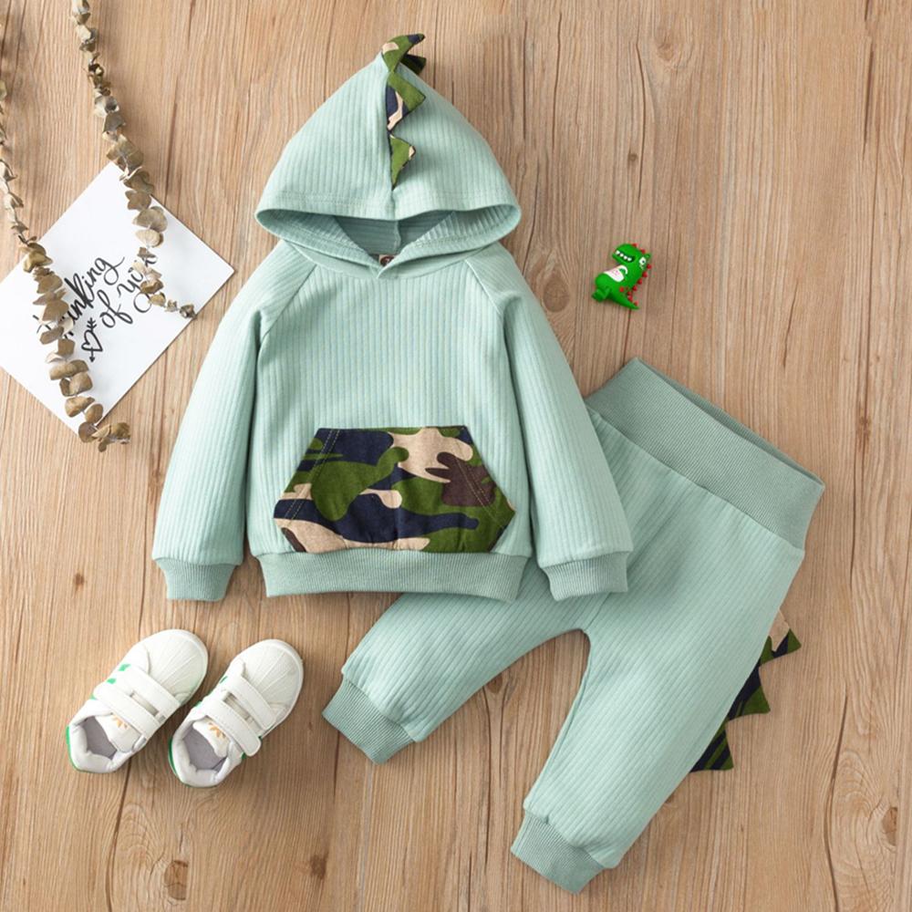 Baby Boys Dinosaur Long Sleeve Hooded Top & Pants Baby Wholesale - PrettyKid