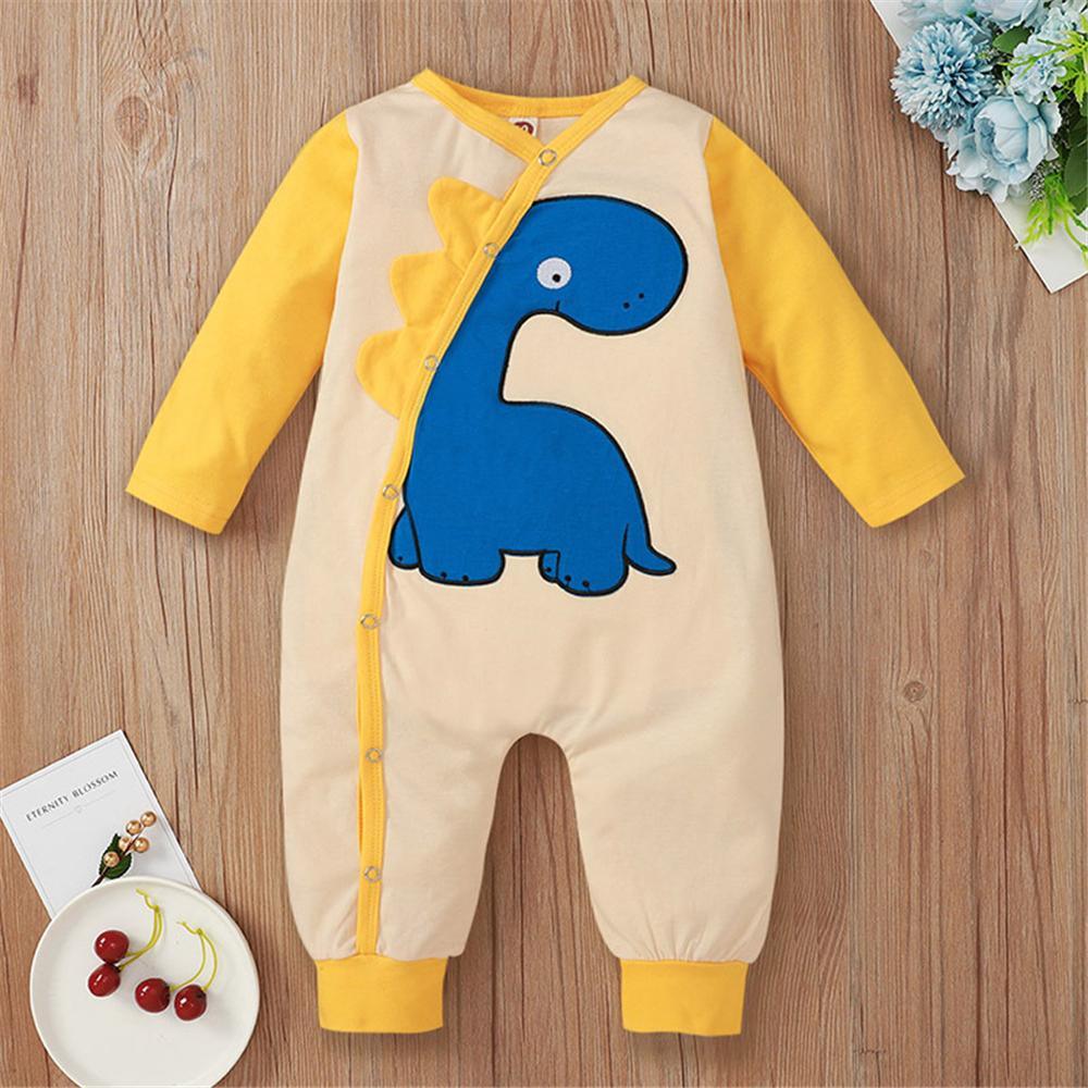 Baby Boys Dinosaur Long Sleeve Romper Baby Clothing In Bulk - PrettyKid