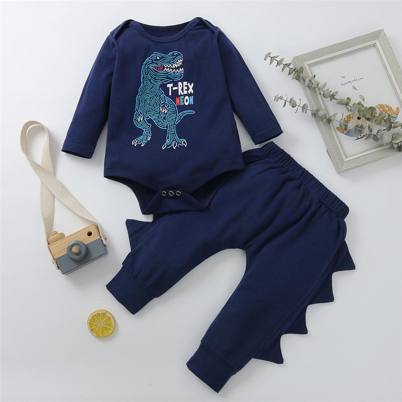 Baby Boys Dinosaur Long Sleeve Romper & Bottoms Baby Clothing Suppliers - PrettyKid