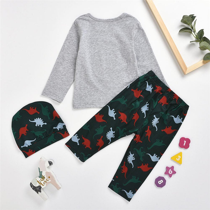 Baby Boy Dinosaur Long Sleeve Top & Pants & Hat Boy Clothing Wholesale - PrettyKid