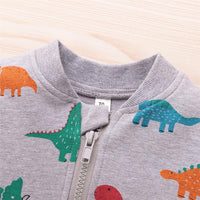 Baby Boys Dinosaur Long Sleeve Zipper Romper Wholesale Baby Outfits - PrettyKid