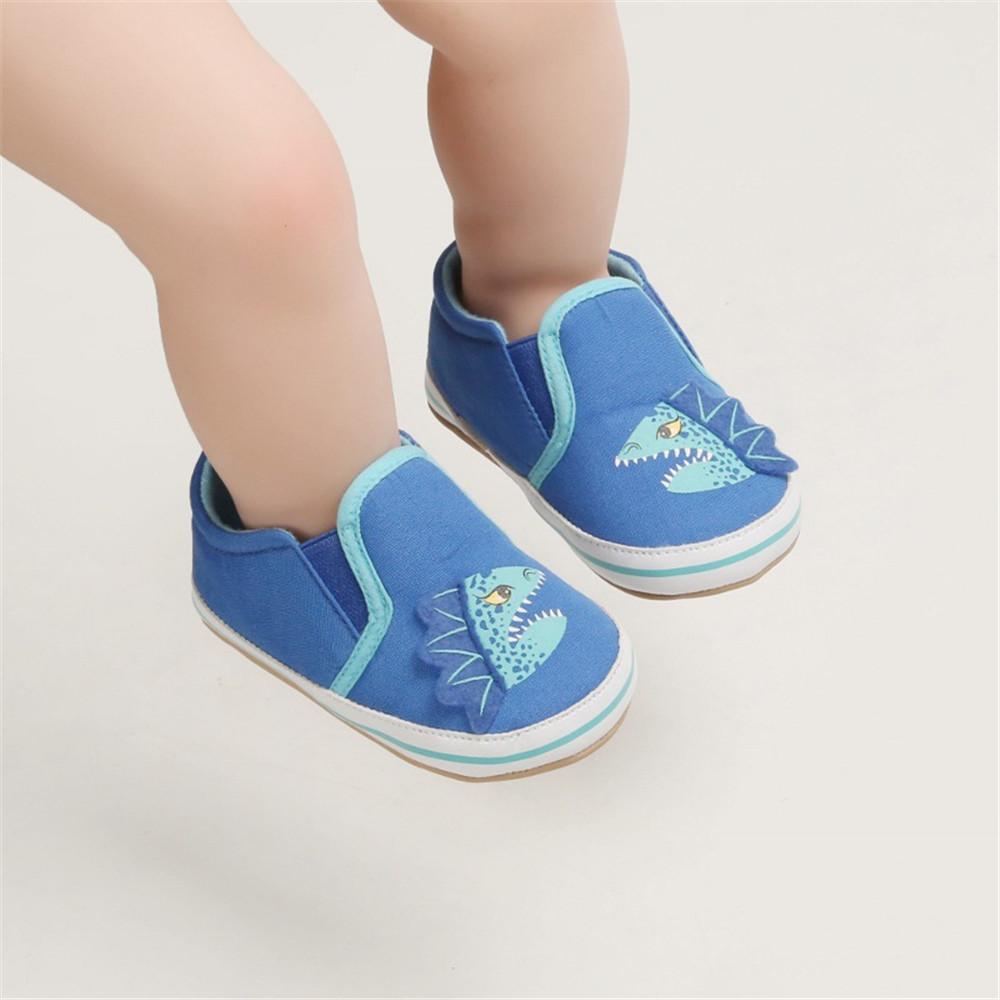 Baby Boys Dinosaur Print Slip On Sneakers - PrettyKid