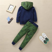 Boys Dinosaur Printed Hooded Long Sleeve Jumper & Pants - PrettyKid