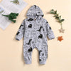 Baby Boys Dinosaur Printed Hooded Romper Baby Wholesales - PrettyKid
