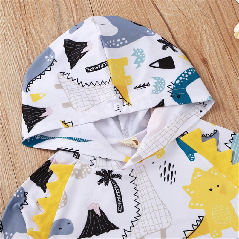 Baby Boys Dinosaur Printed Hooded Top & Pants Baby Clothes Vendors - PrettyKid