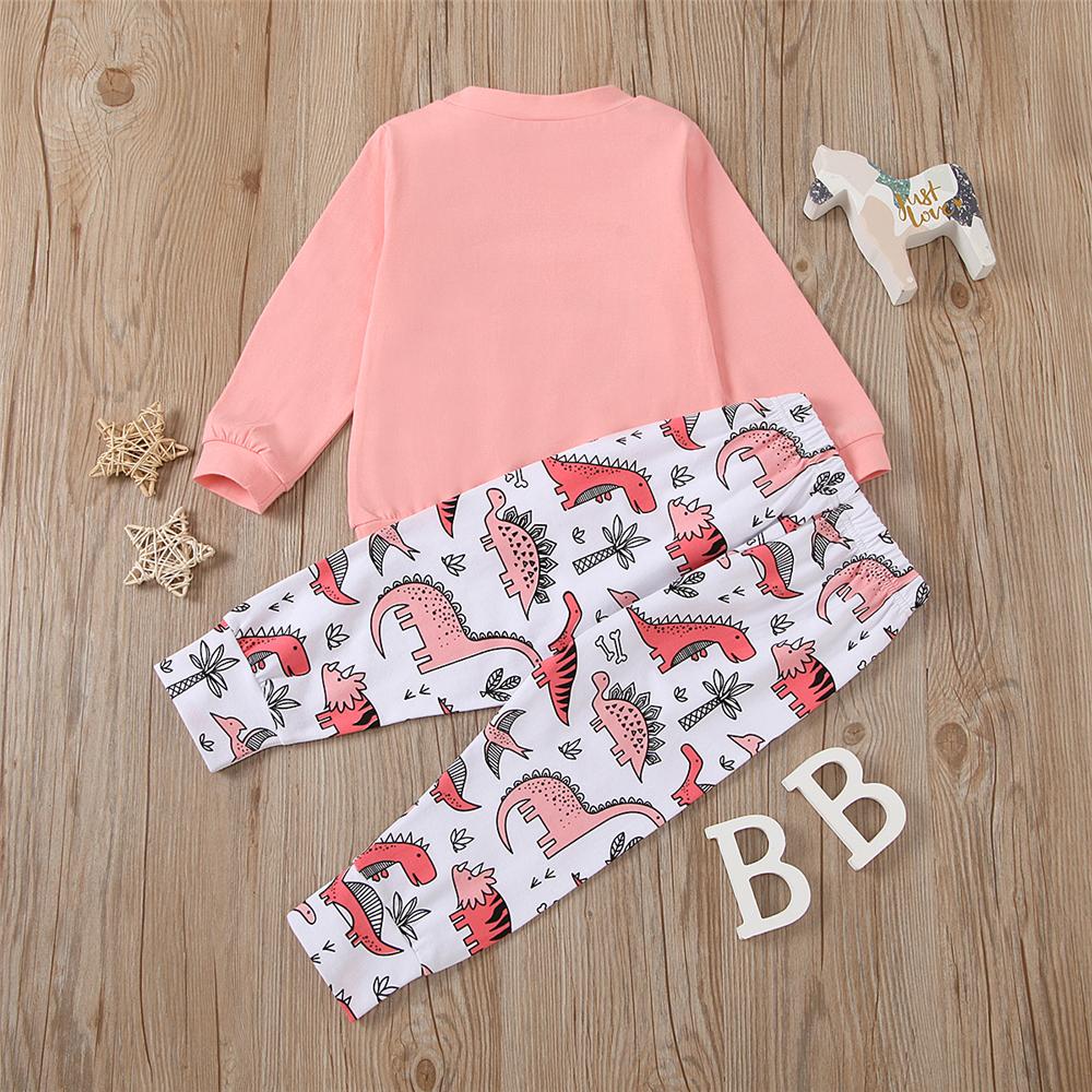 Girls Dinosaur Printed Long Sleeve T-shirt & Pants Girls Clothing Wholesale - PrettyKid