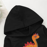Boys Dinosaur Printed Pocket Long Sleeve Hooded Tops - PrettyKid