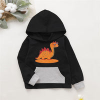 Boys Dinosaur Printed Pocket Long Sleeve Hooded Tops - PrettyKid