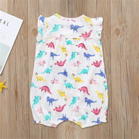 Baby Girls Dinosaur Printed Sleeveless Romper Baby clothing Cheap Wholesale - PrettyKid