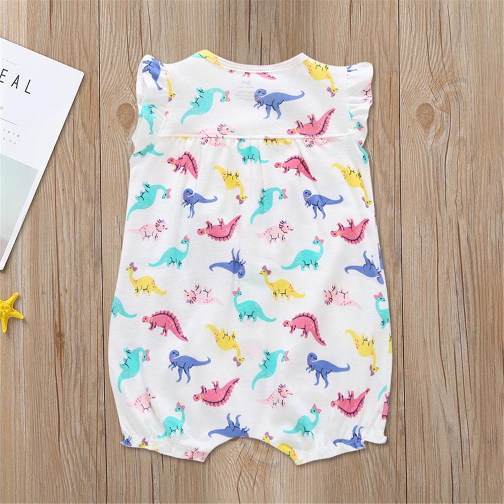 Baby Girls Dinosaur Printed Sleeveless Romper Baby clothing Cheap Wholesale - PrettyKid