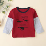 Baby Boys Dinosaur Printed Stitching Long Sleeve Top & Pants - PrettyKid