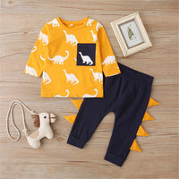 Baby Boys Dinosaur Printed Top & Pants Wholesale Baby Clothes In Bulk - PrettyKid