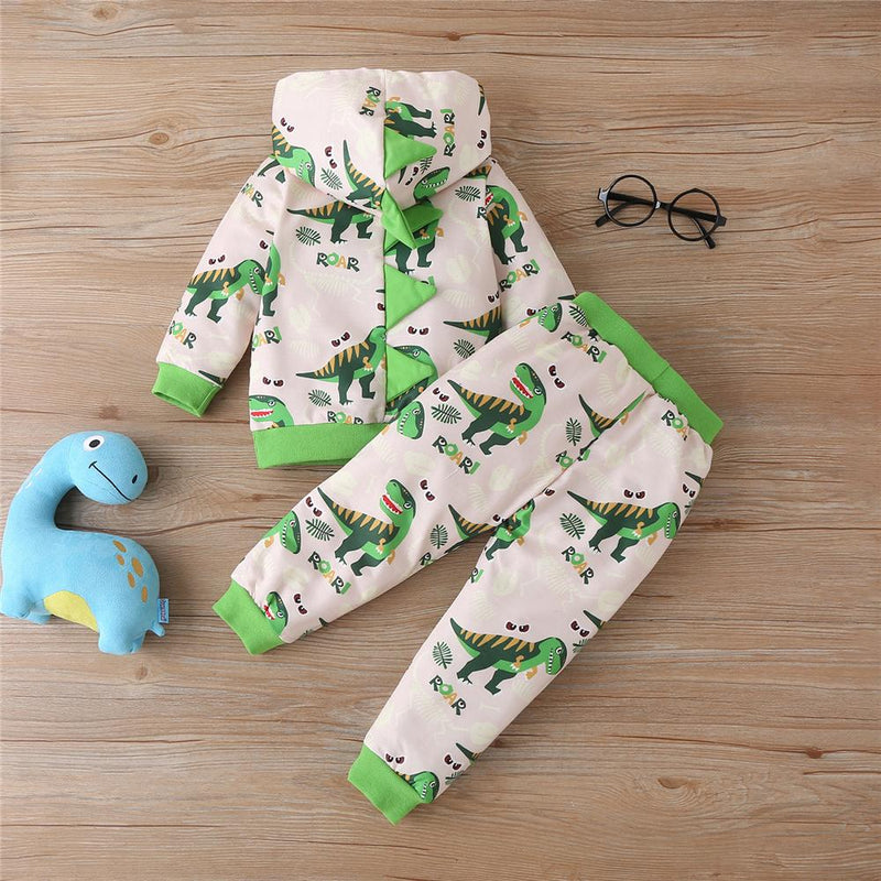 Boys Dinosaur Roar Long-Sleeve Hooded Top & Pants Boys School Uniform - PrettyKid