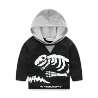 Boys Dinosaur Skeleton Printed Hooded Long Sleeve Top & Pants Wholesale Trendy Childrens Clothing - PrettyKid