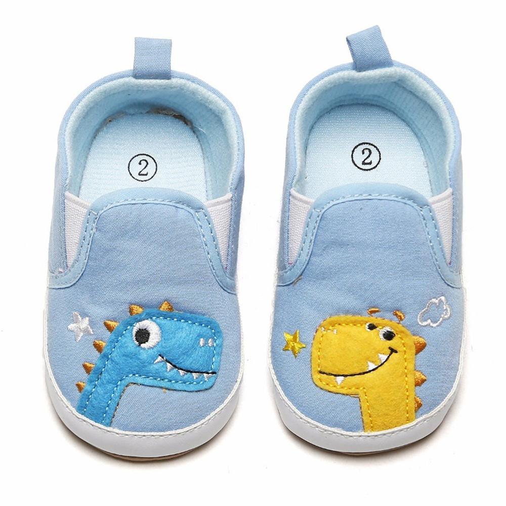 Baby Girls Dinosaur Slip On Canvas Sneakers - PrettyKid