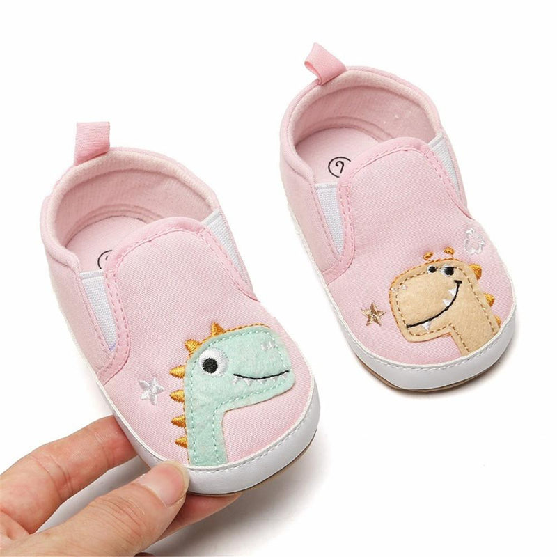 Baby Girls Dinosaur Slip On Canvas Sneakers - PrettyKid